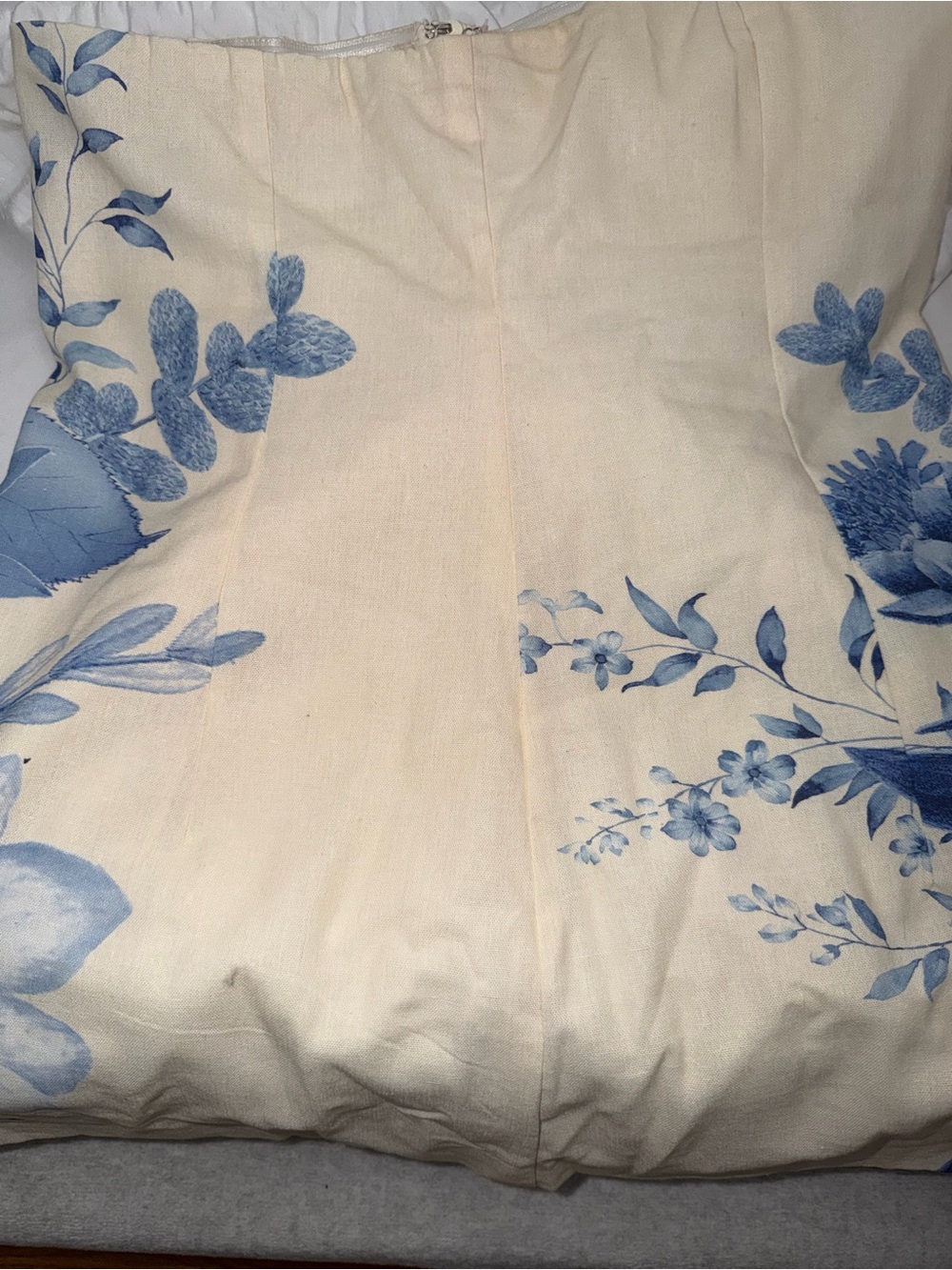 Peppermayo Cream Pillowcase with Blue Botanical Print